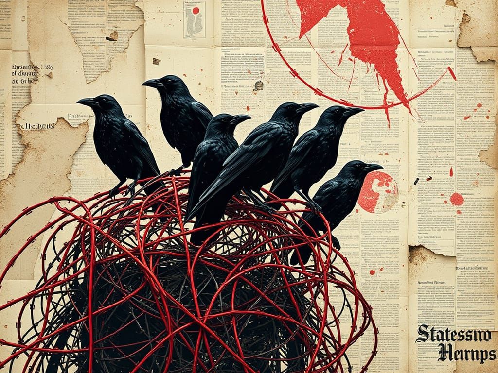 Crows in Haunting Collage Art