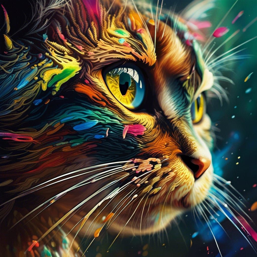 Hyperrealistic Cat's Eye with Colorful Background