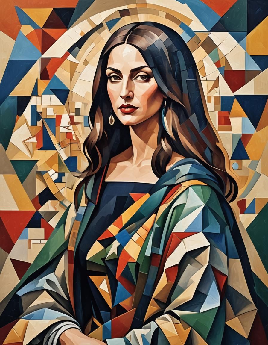 Mónica Bellucci as La Gioconda in Cubist Style