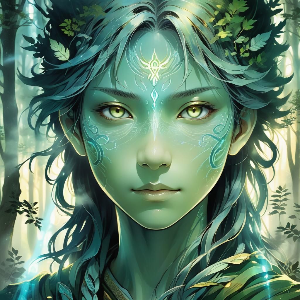 Mystical Spiritborn Portrait in Manga Style