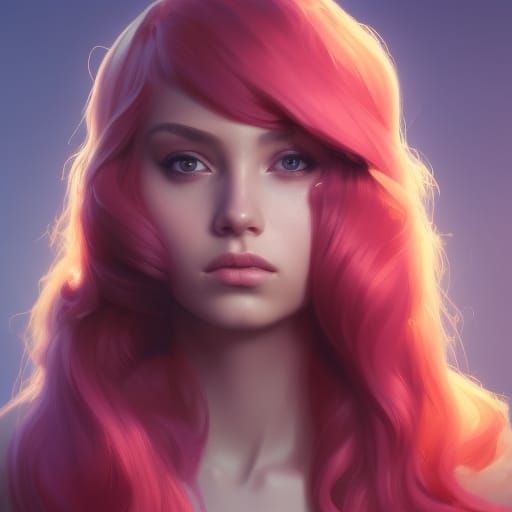 Lava Girl Portrait in Hyperdetailed Art Nouveau Style