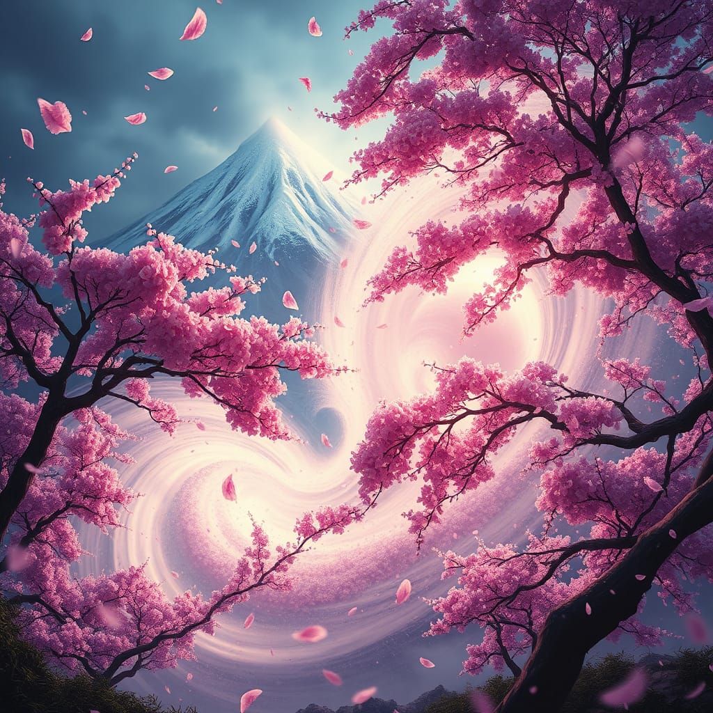 Cherry Blossom Vortex: A Dark Fantasy Masterpiece