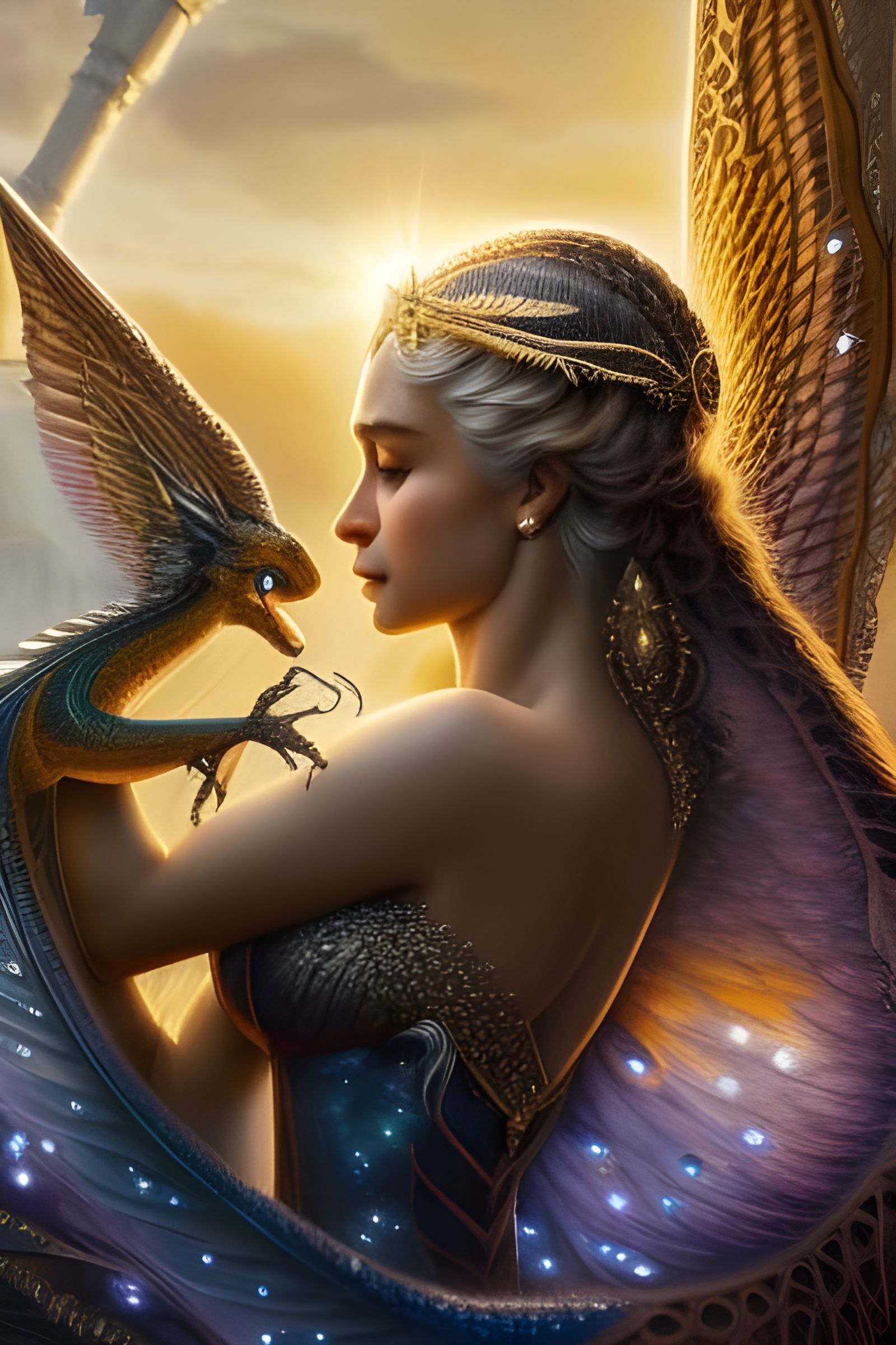 Daenerys Targaryen Portrait with Gold Details