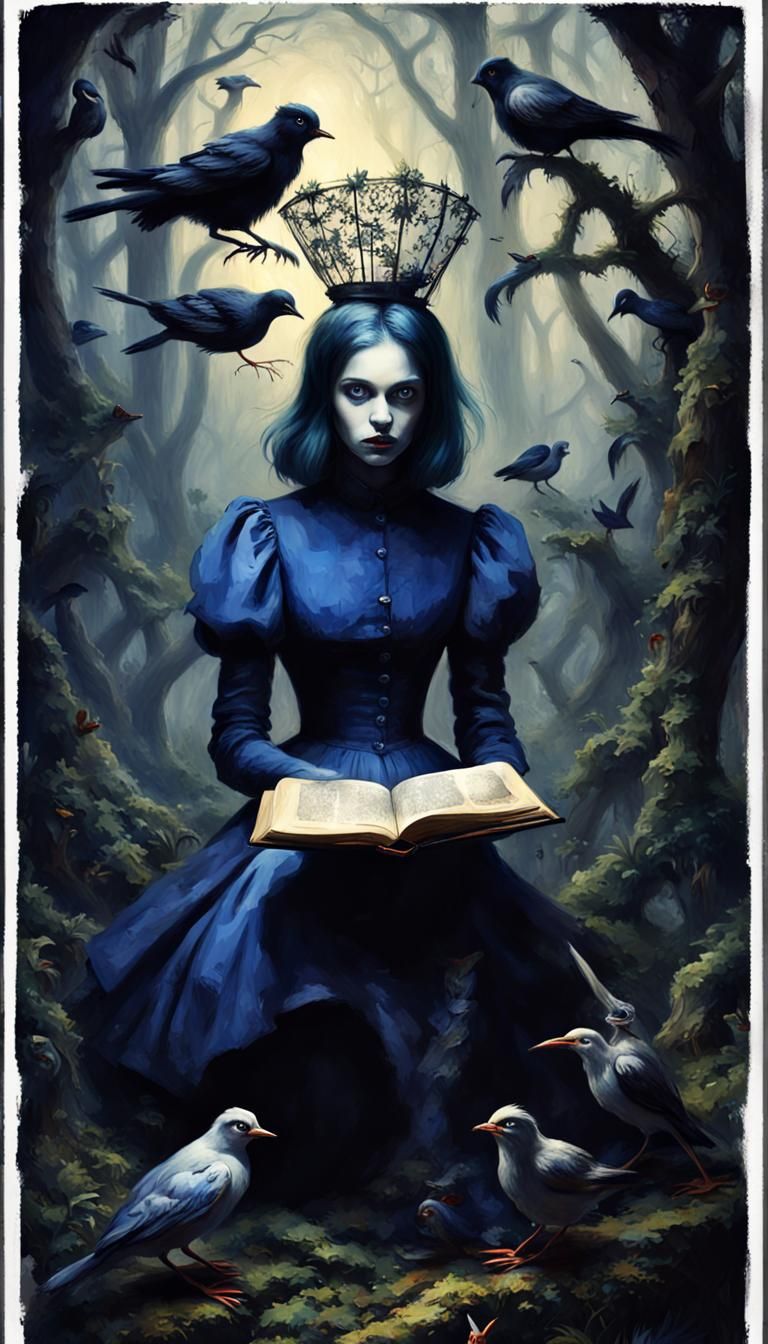 Sinister Alice in Wonderland Oil Painting