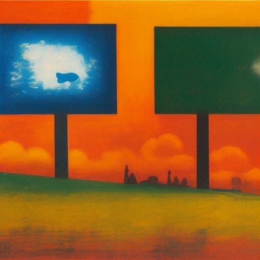 Abstract Billboard in Expressionist Surrealist Style