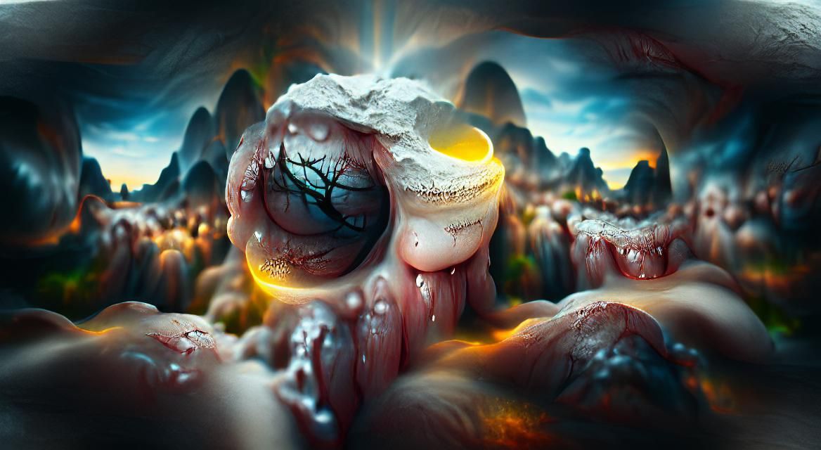 Sinister Cave Inside Decaying Eyeball, Detailed Matte Painti...
