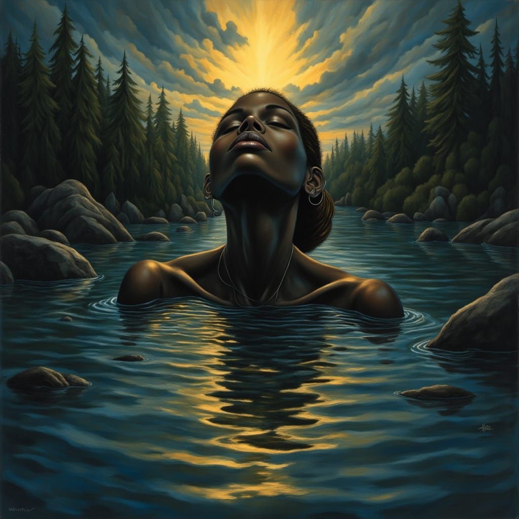 Surreal Portrait of a Woman in a Mystical Lake
