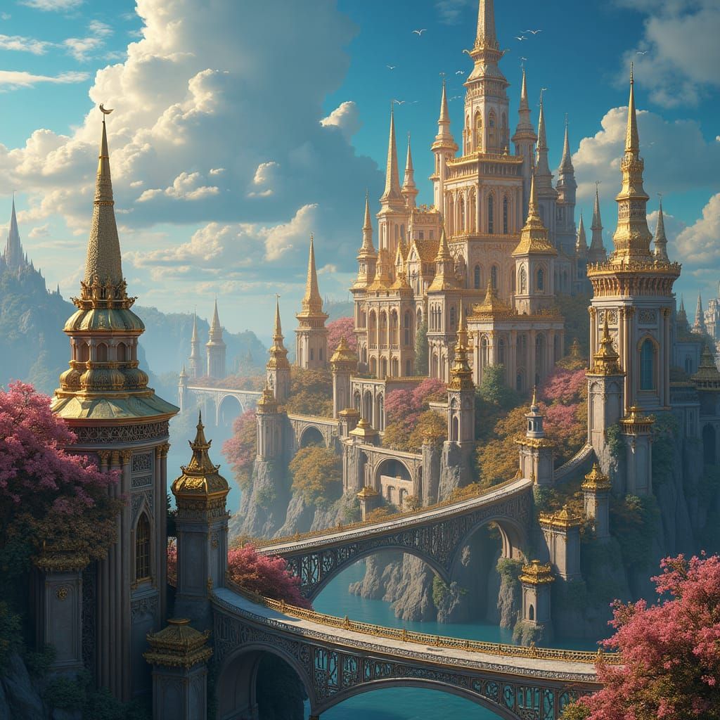 Majestic Cityscape Crafted from Precious Materials