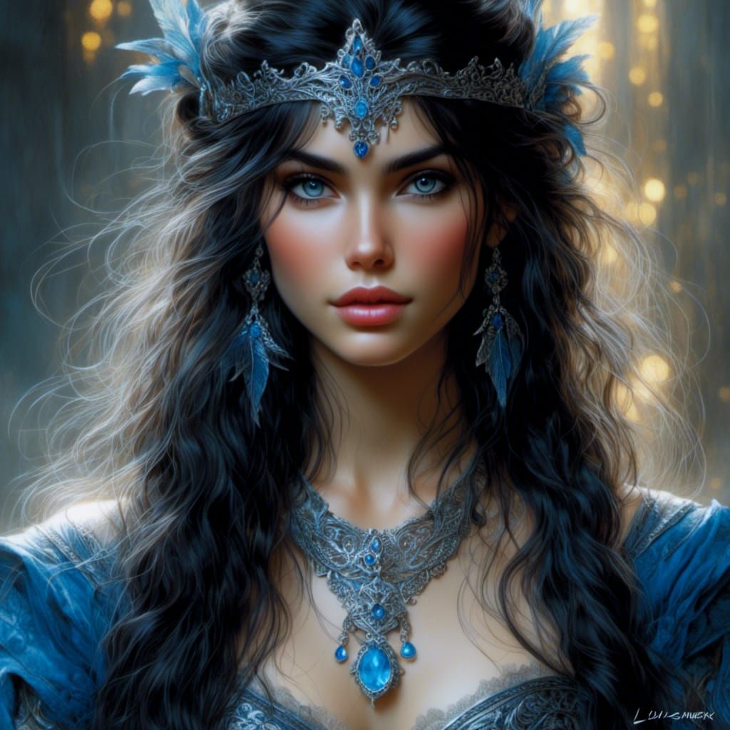 Hyperrealistic Elf with Black and Blue Hair