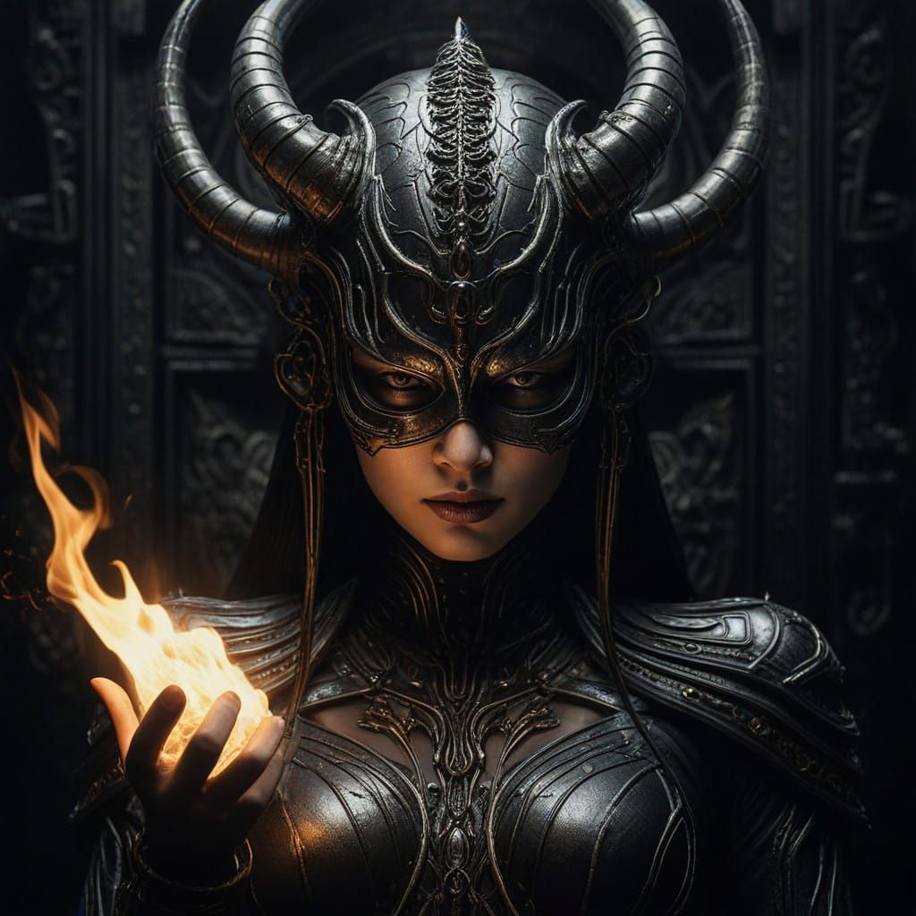 Dark Asian Demon Goddess Levitates in Elegant, Sinister Styl...