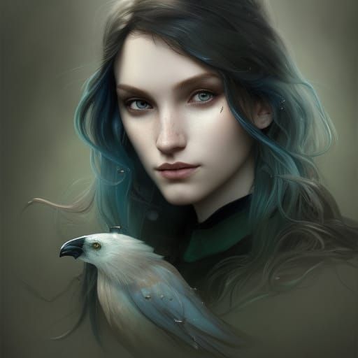 Slytherin Student Portrait in Art Nouveau Style