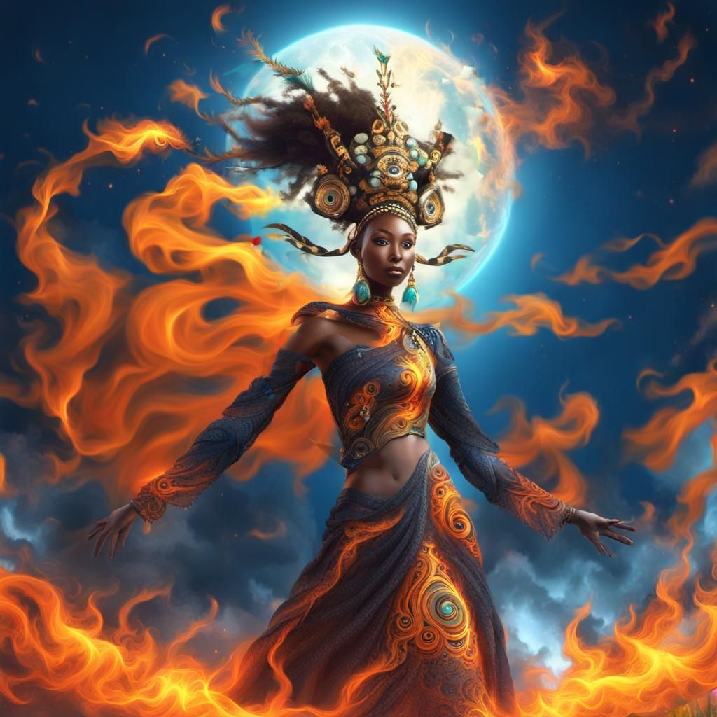 Fiery Fractal Face Art