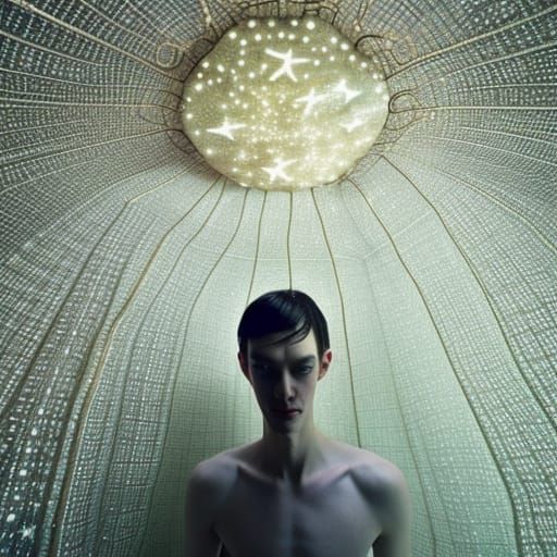 Dreamlike Portrait with Starry Eyes in Digital Art