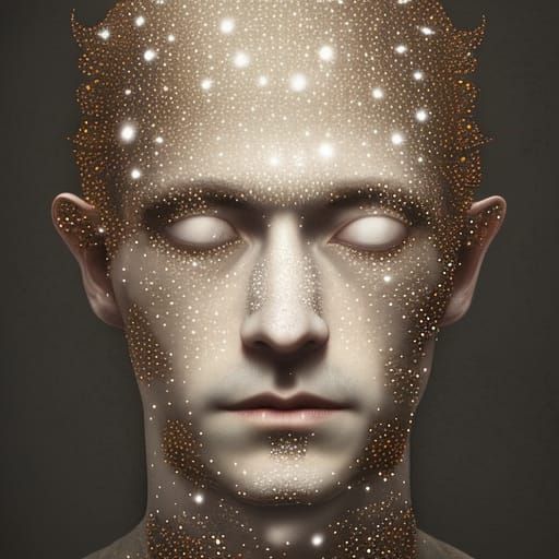Dreamlike Figure with Starry Eyes, Digital Art