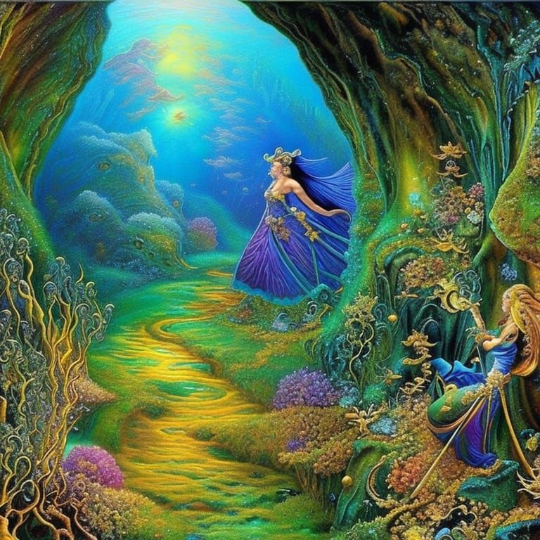 Wizard's Cave: Jars of Gold Coins in Ethereal Style