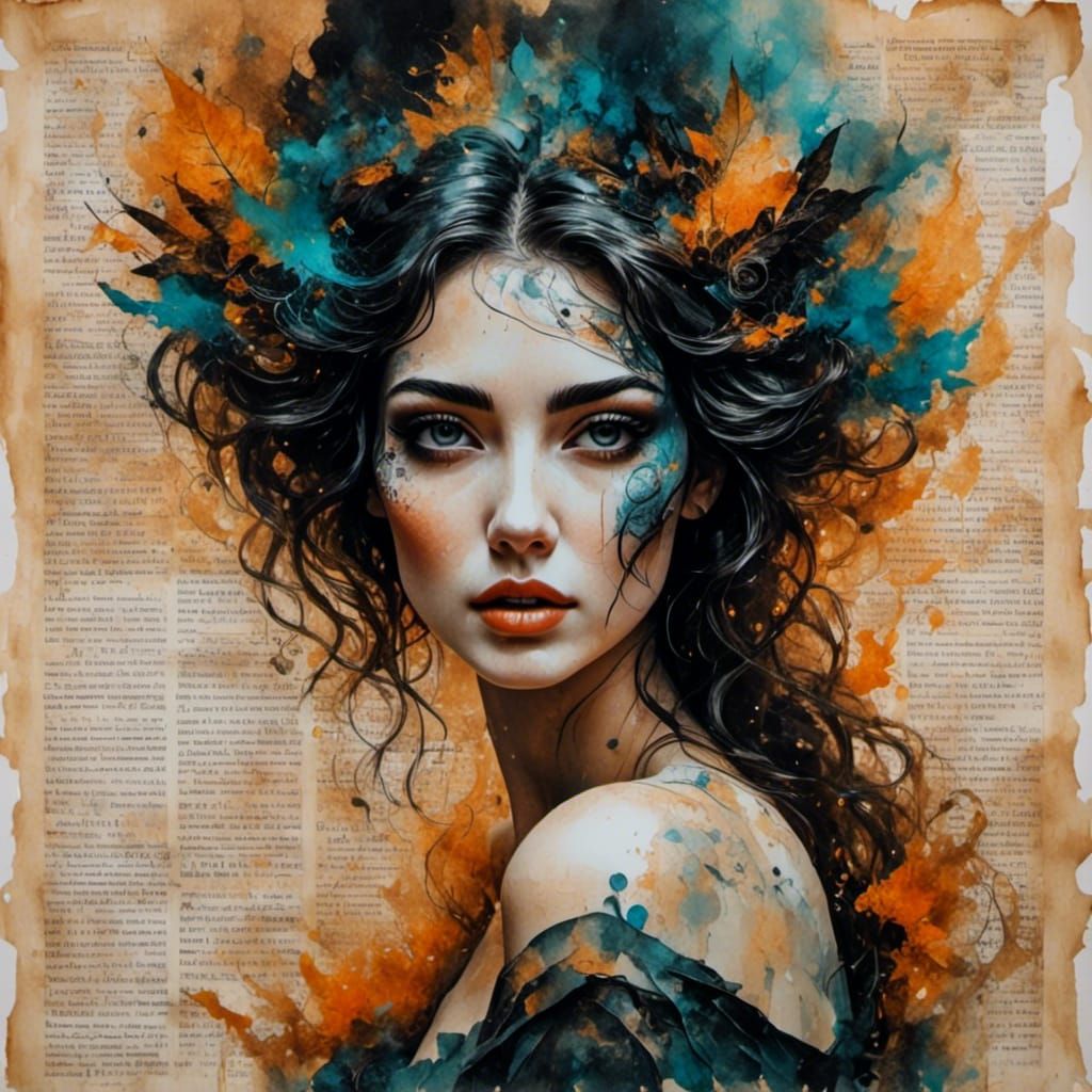 Ethereal Double Exposure Portrait on Burnt Paper