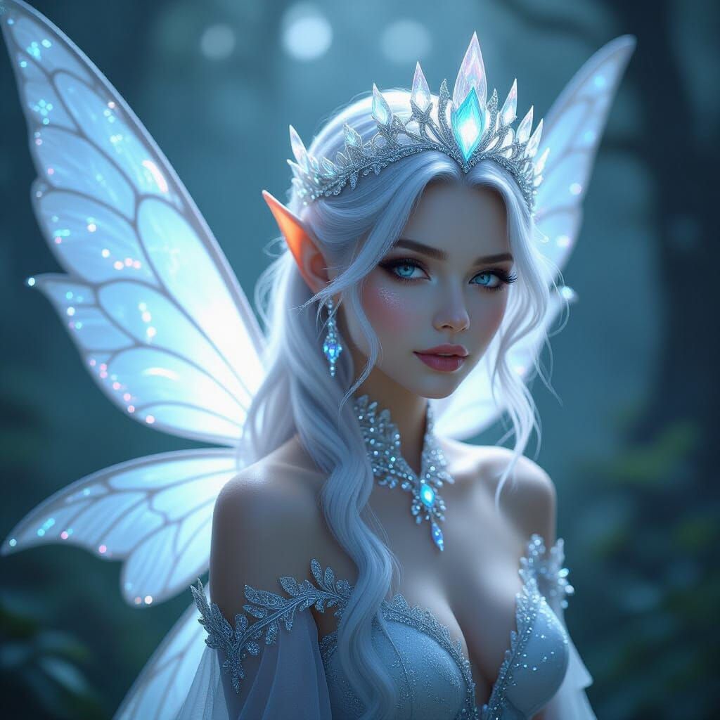 Ethereal Fairy in Enchanted Forest, Bioluminescent Art