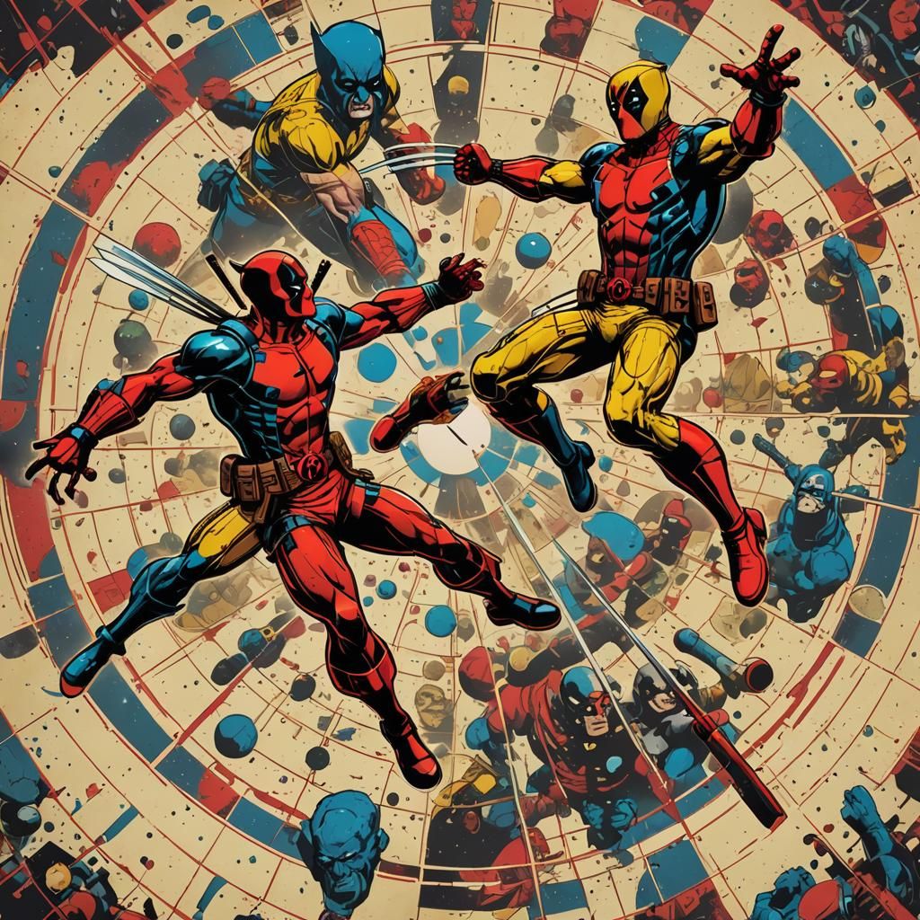 Deadpool and Wolverine vs. Avengers: Pop Art Galaxy Battle