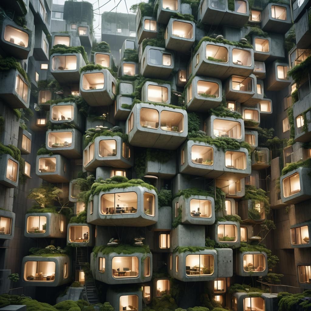 Futuristic Capsule House in Tokyo: Architectural Rendering