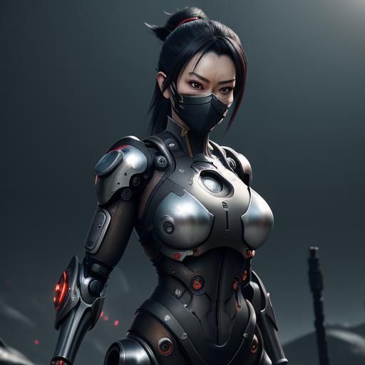 Futuristic Cyborg Ninja in Sci-Fi Style