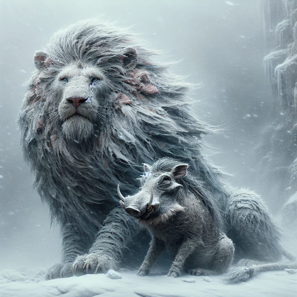 Regal Lion Defies the Polar Wilderness