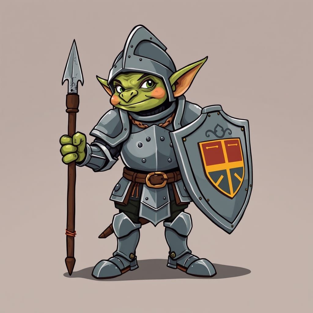 Goblin Knight in Comically Mismatched Armor
