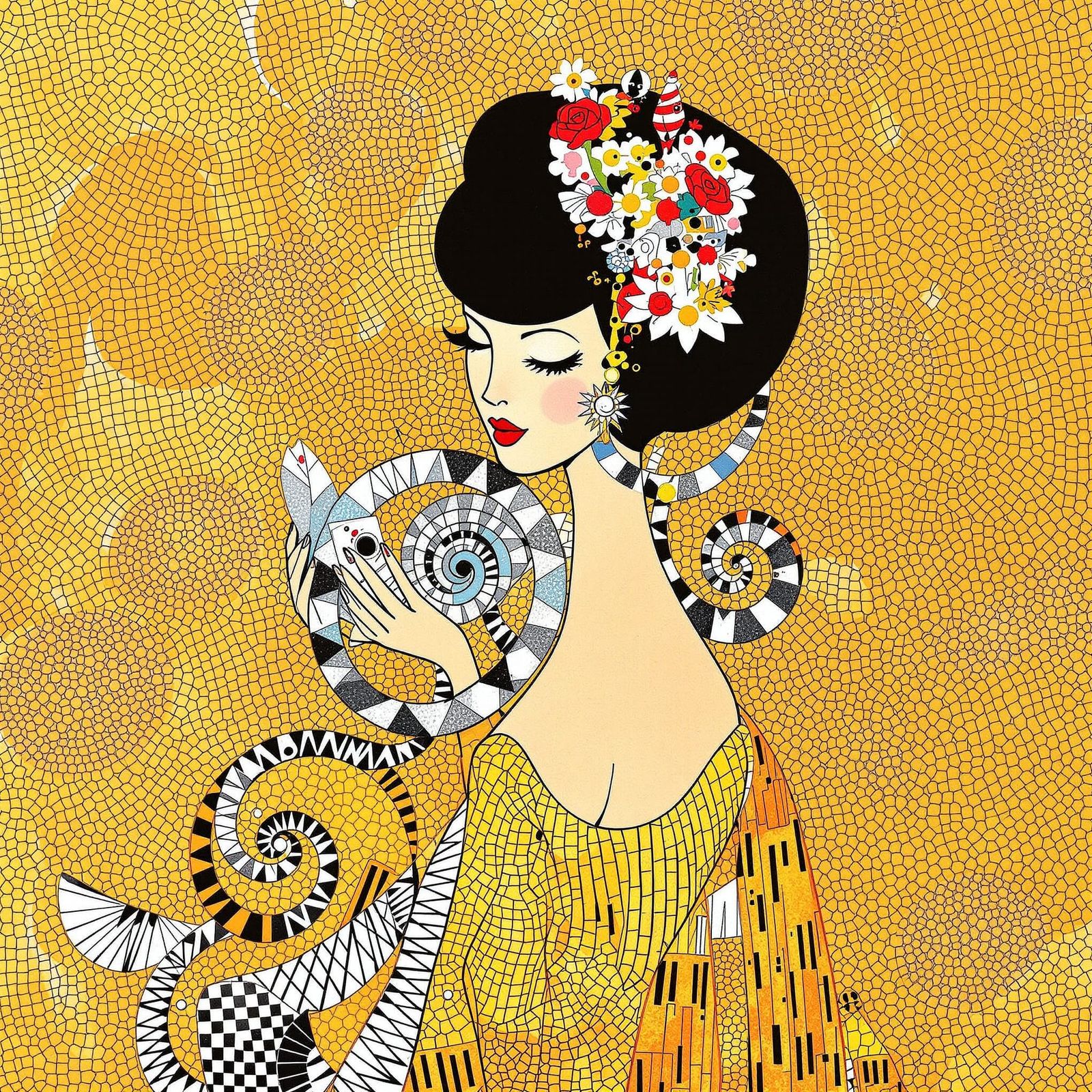 Elegant Journalist Transformed into Golden Muse in Klimt Sty...
