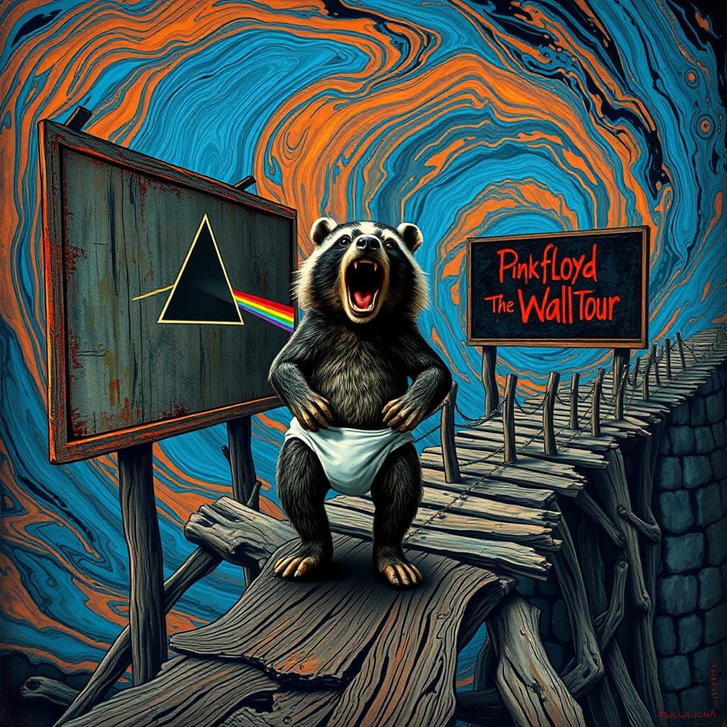 Badger's Existential Scream in Maximalist Style