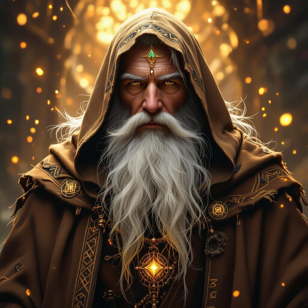 Mystical Wizard Portrait in a Fantastical Realism Style