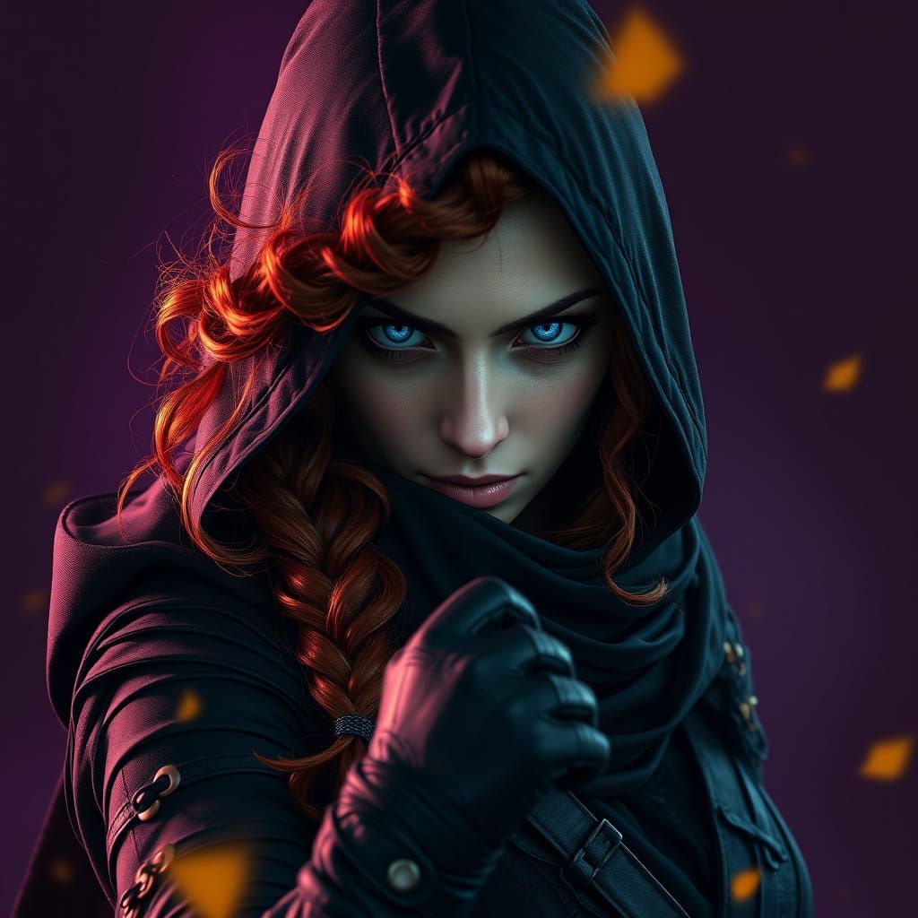 Shadowed Assassin in Elegant Black Attire