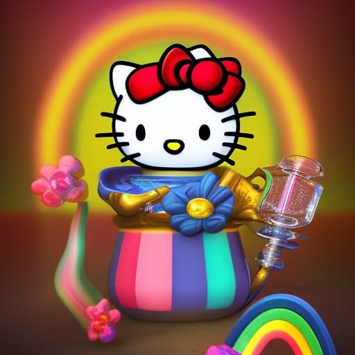 Hello Kitty Smoking: Detailed Matte Painting