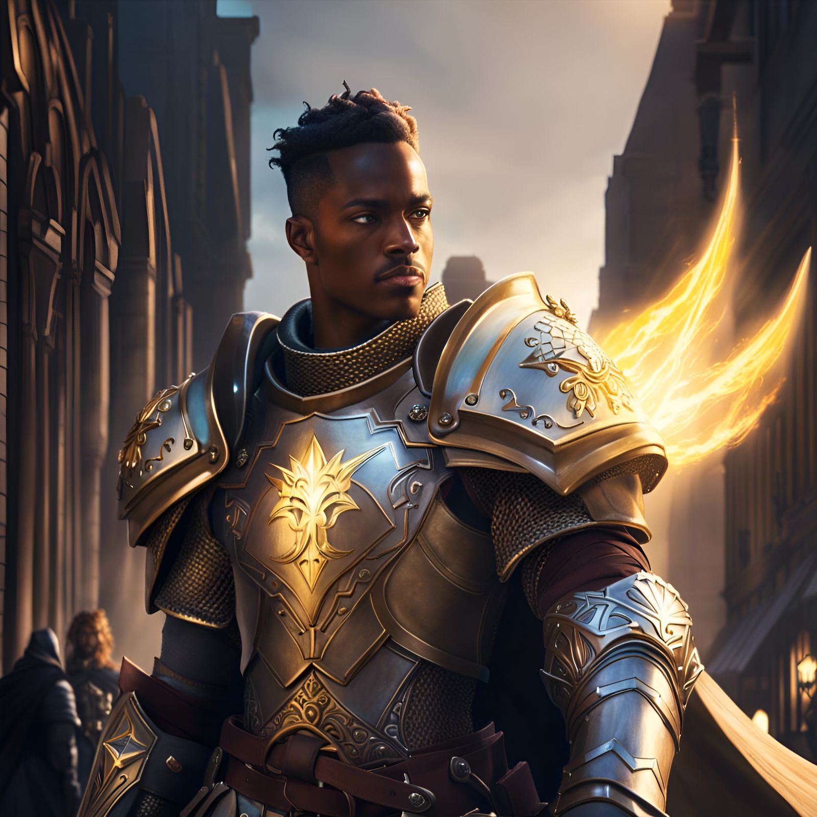 Intricate Paladin Character in Arcane City