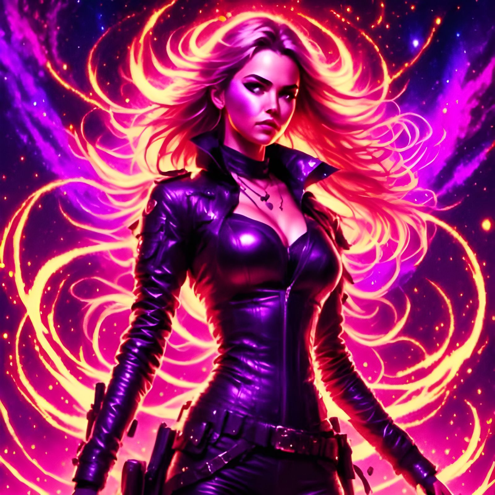 Mysterious Woman in Purple Fantasy Style