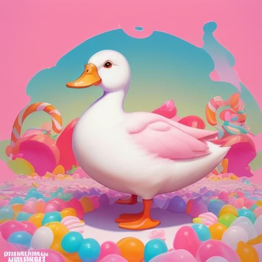 Whimsical Duck in Candyland: Digital Illustration
