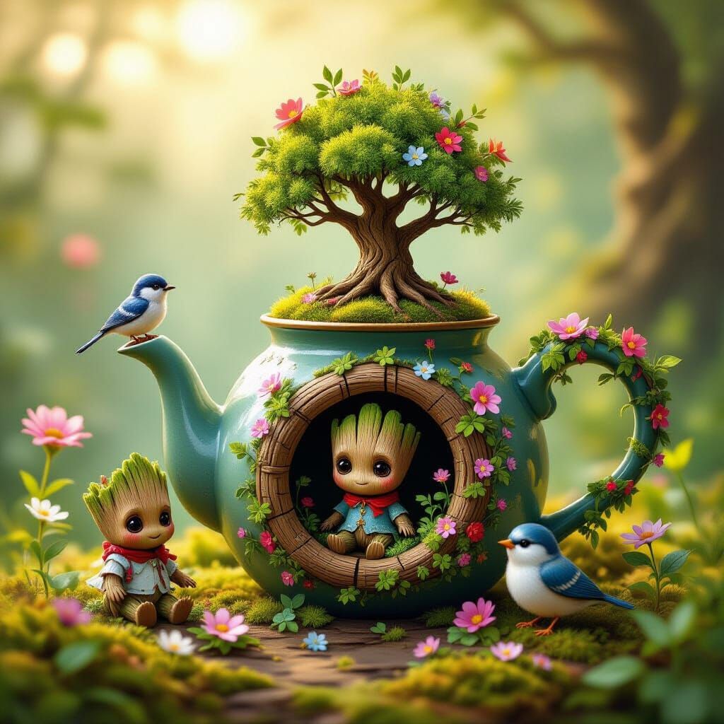 teapot with groot fantasy