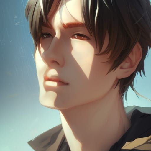 Cute Anime Boy Portrait in Hyperdetailed Style