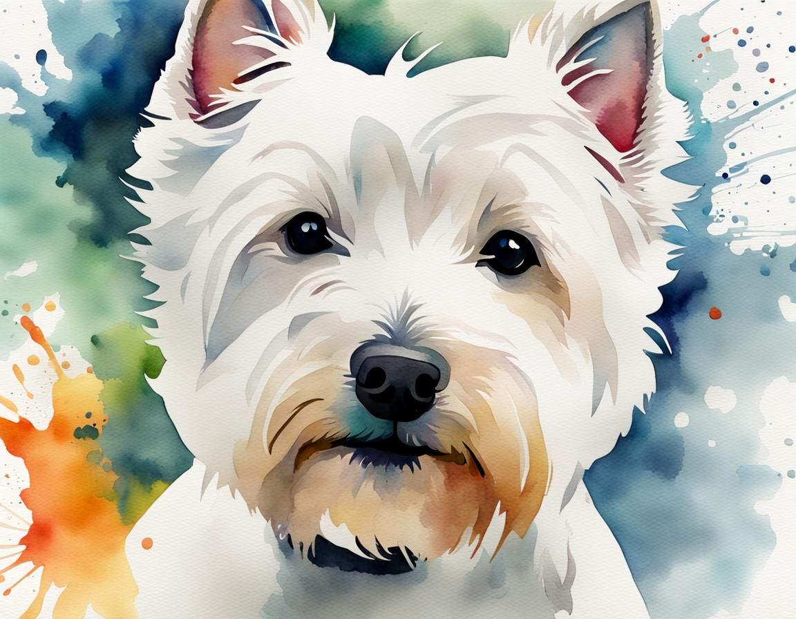 West Highland Terrier Watercolor Portrait