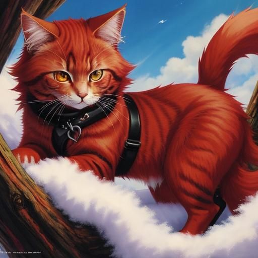 Red Cat Furry in Anime Style