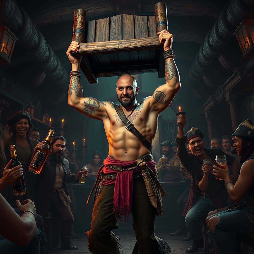 Pirate Celebrates Spring in Dark Tavern