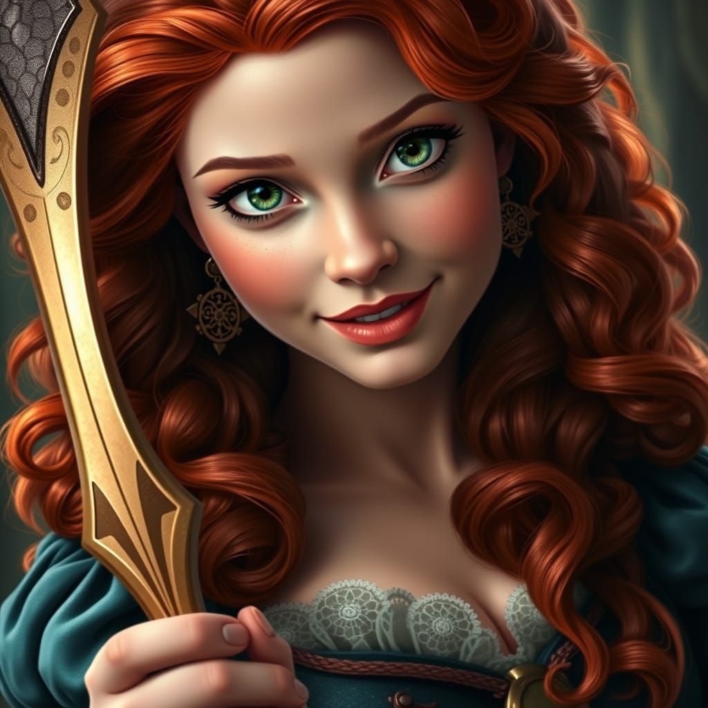 Merida Disney Princess in Pin-Up Hyperrealistic Art