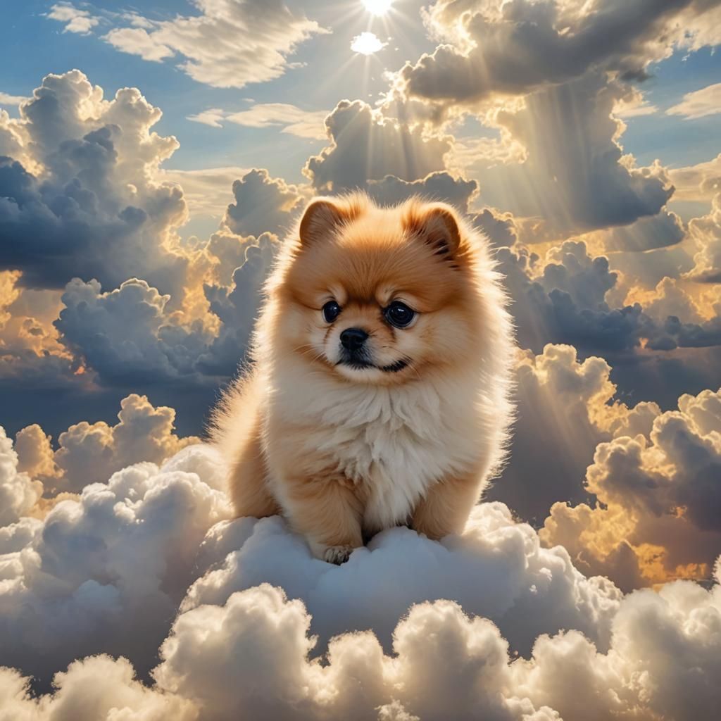 Divine Baby Pomeranian in Heavenly Sunshine