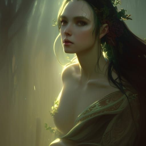 High Gothic Elf Druid Portrait in Dark Fantasy Style