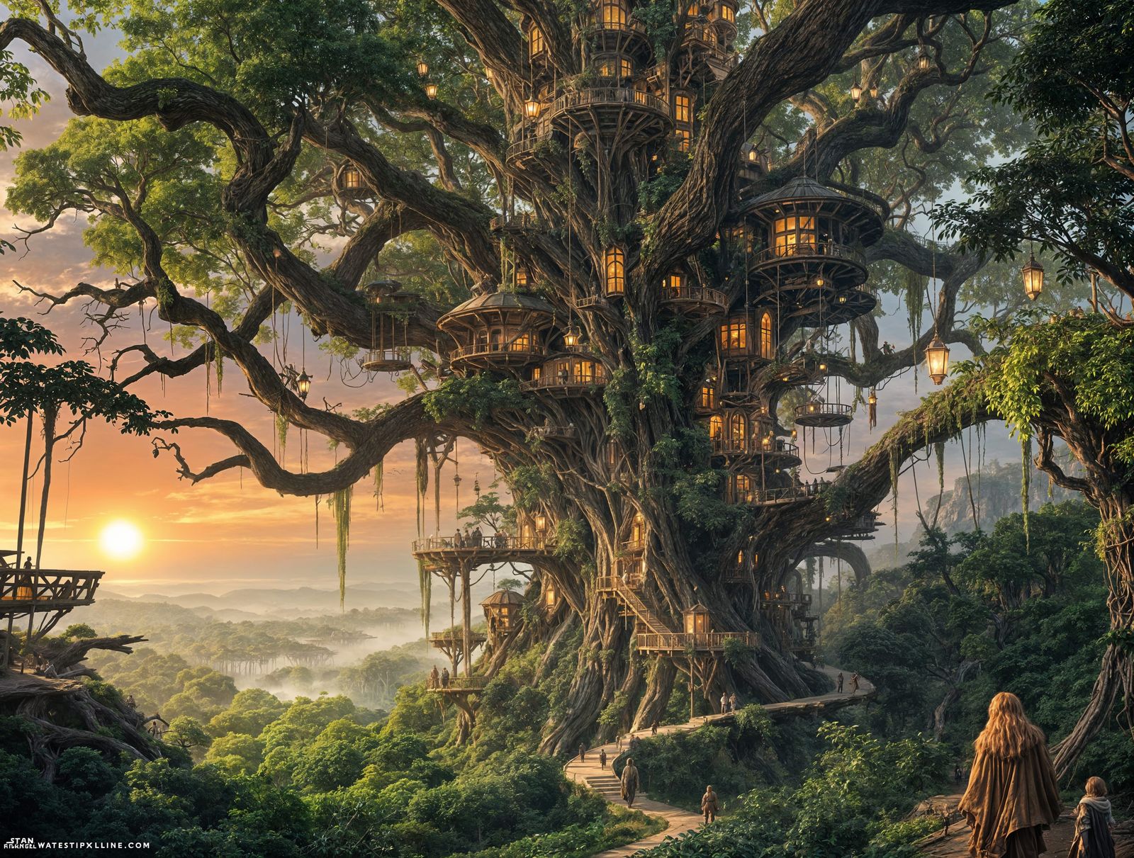 Wookiee Treehouse City in Majestic Kashyyyk Landscape