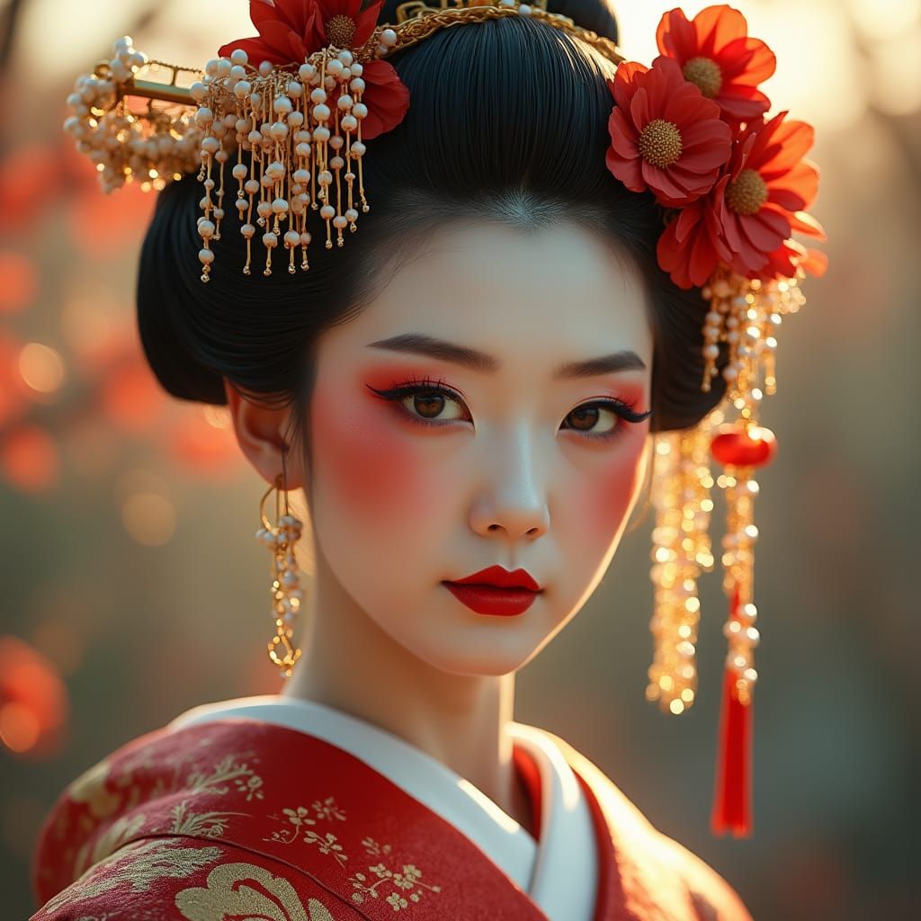 Geisha in Traditional Kimono, Fine Art Photography
