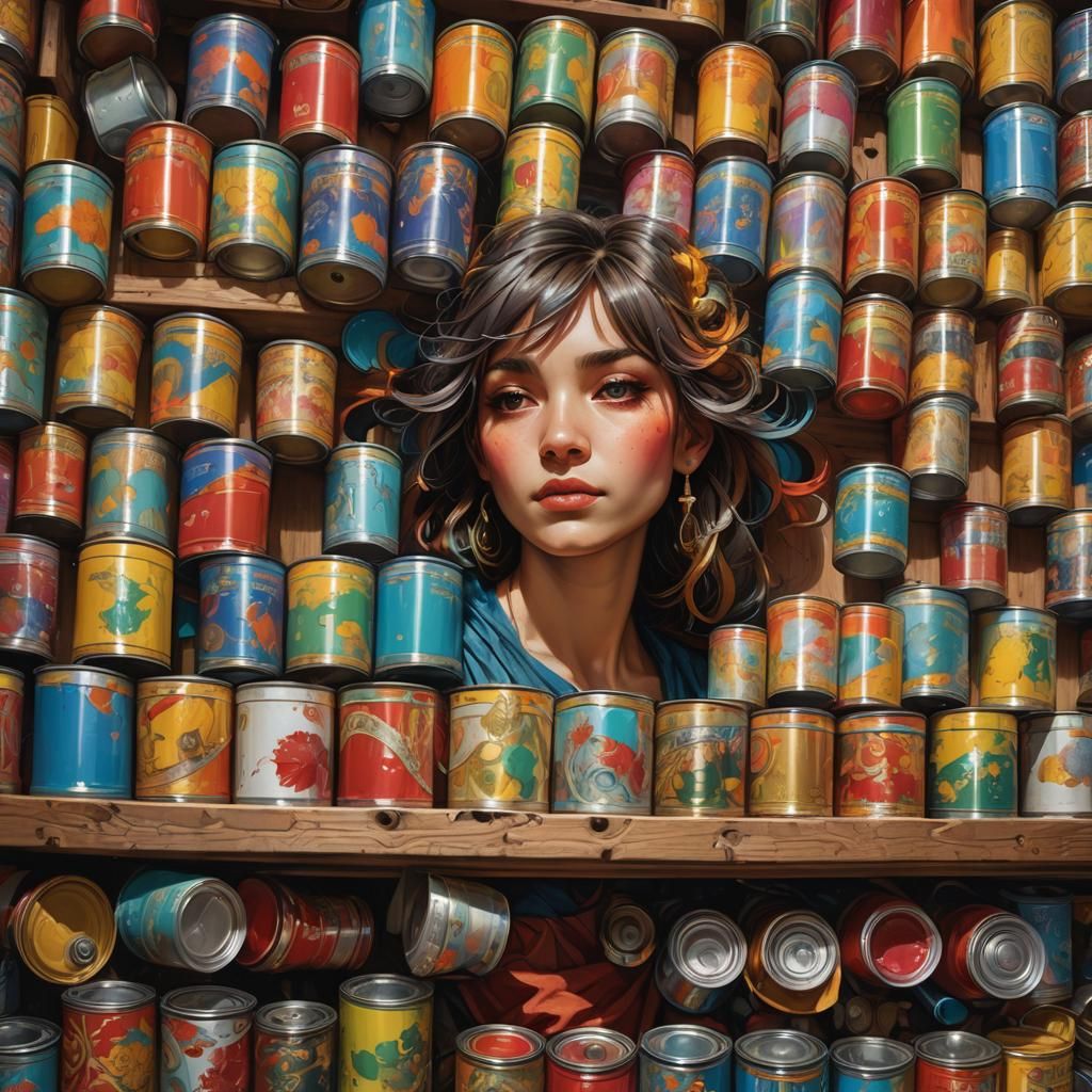 Colorful Paint Cans in Vibrant Concept Art