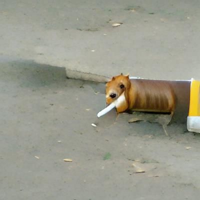 Surreal Cigarette Dog Generated by AI