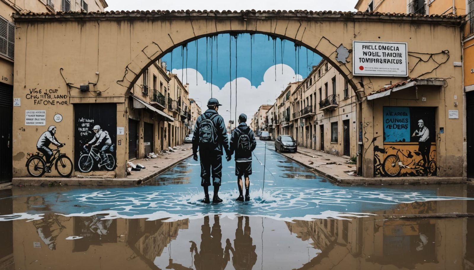 Banksy-Style Mural Warns of Climate Change in Valencia