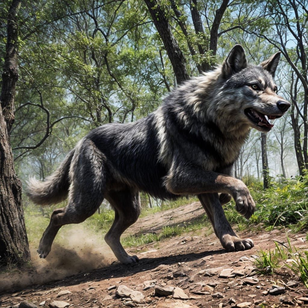 Menacing Wolf Stalking Prey in Gothic Style