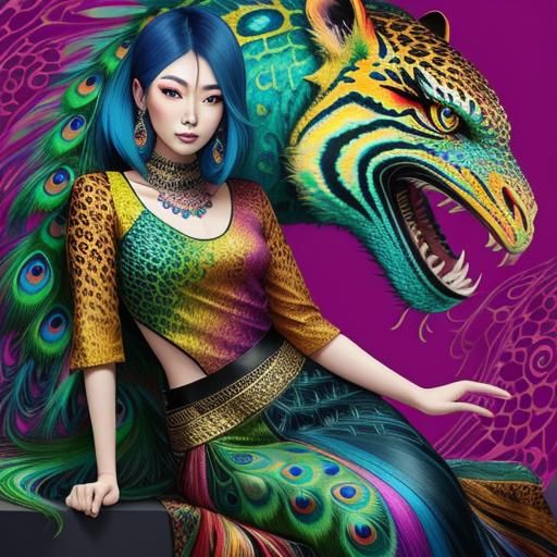 Abstract Portrait: Asian Woman with Dragon Scales