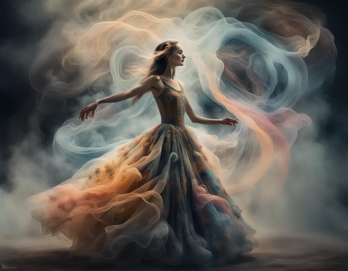 Dreamlike Woman in Surrealist, Organicpunk Dreamscape